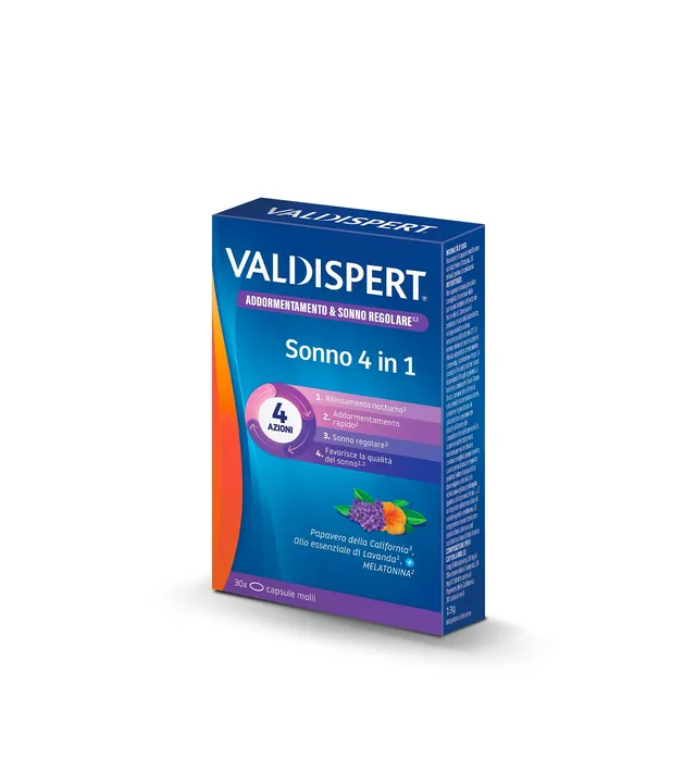 valdispert-sonno-4-in-1-integratore-notte-30-capsule-molli image 1