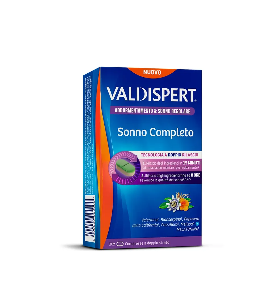 valdispert-sonno-completo-integratore-sonno-con-melatonina-30-compresse-doppio-r image 1