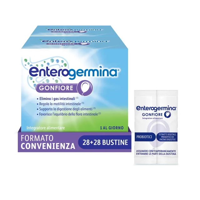 enterogermina-gonfiore-probiotici-prebiotici-enzimi-28-bustine image 1