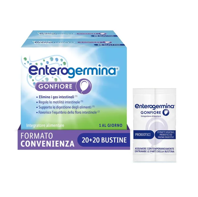 enterogermina-gonfiore-probiotici-e-prebiotici-40-bustine-pesca image 1